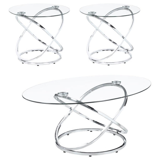 Warren - 3 Piece Occasional Set - Chrome And Clear - Simple Home Plus