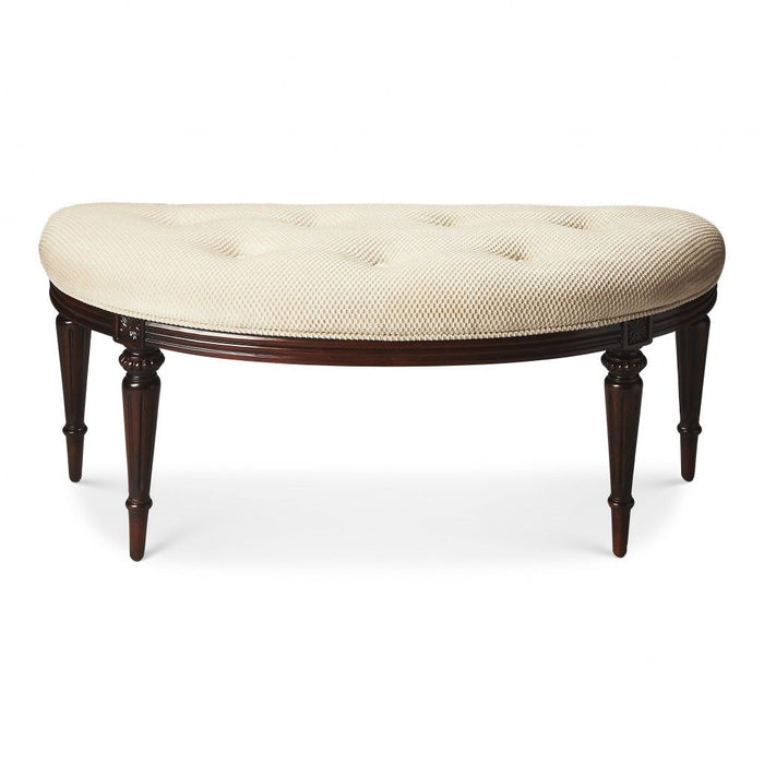 Classic Crescent Shaped Bench - Ivory / Dark Brown