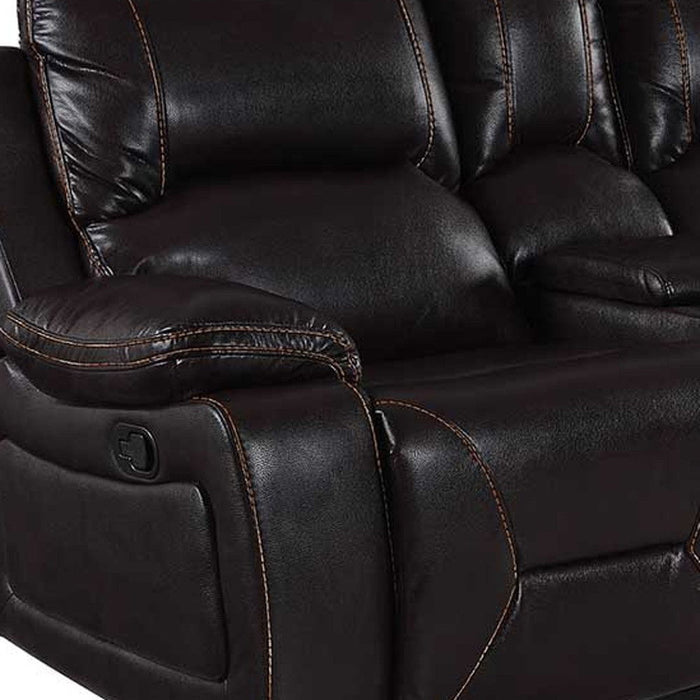 Love Seat Faux Leather Manual Reclining With Storage - Brown