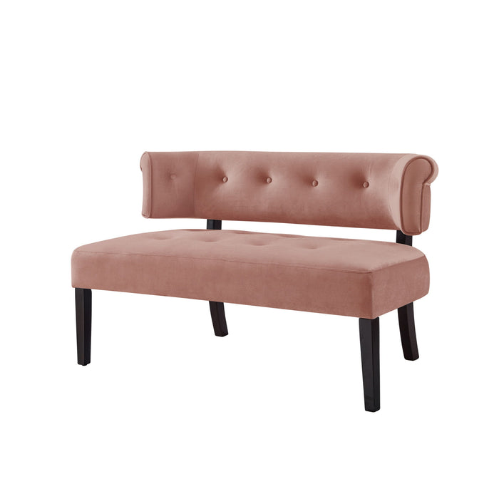 Upholstered Velvet Bench - Brown / Blush