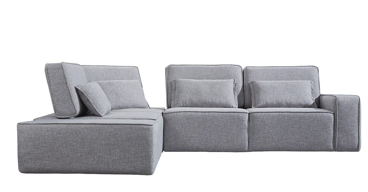 Polyester Modular L Shaped Four Piece Corner Sectional - Light Gray