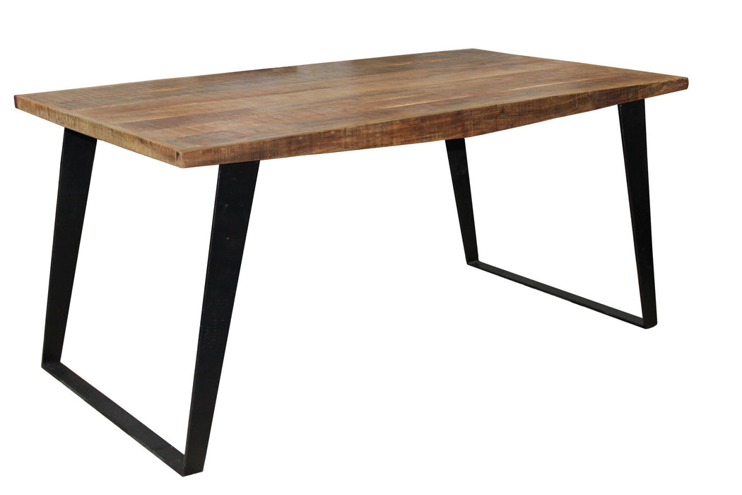 Solid Wood And Iron Rectangular Dining Table - Natural / Black