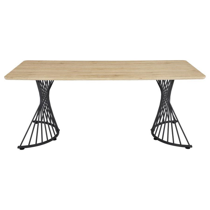 Altus - Swirl Base Dining Table - Natural Oak And Gunmetal - Simple Home Plus