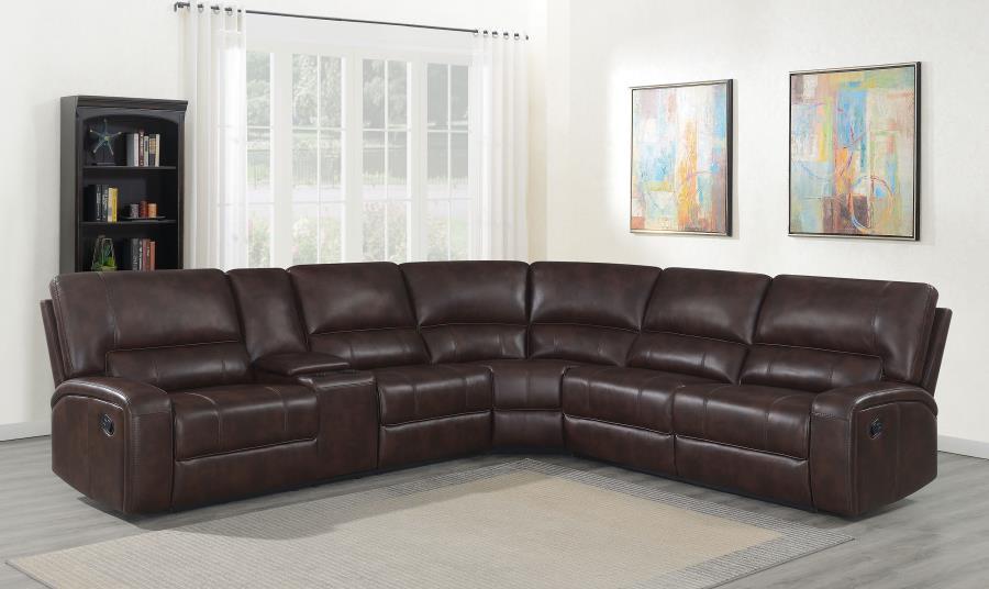 Brunson - 3 Piece Upholstered Motion Sectional - Brown - Simple Home Plus