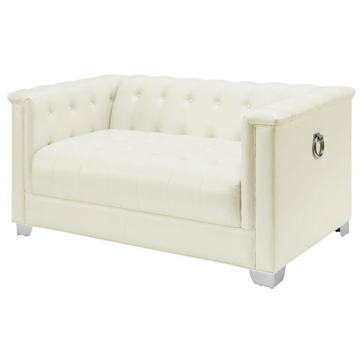 Chaviano - Tufted Upholstered Loveseat - Pearl White - Simple Home Plus