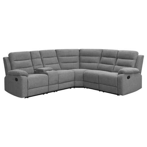 David - 3 Piece Upholstered Motion Sectional With Pillow Arms - Smoke - Simple Home Plus