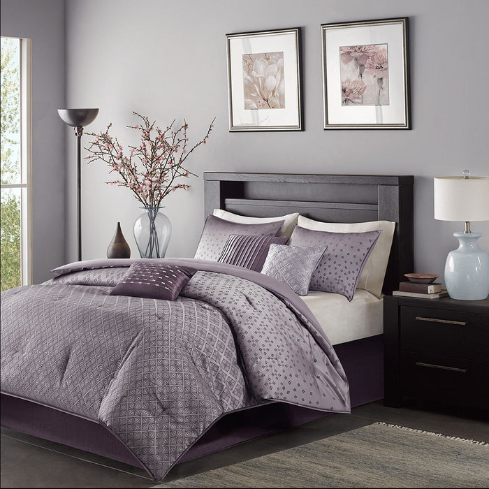 Biloxi - Queen Piece Comforter (Set of 7) - Purple