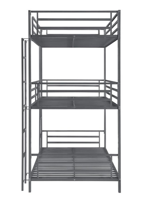 Maynard - Metal Triple Twin Bunk Bed - Gunmetal - Simple Home Plus