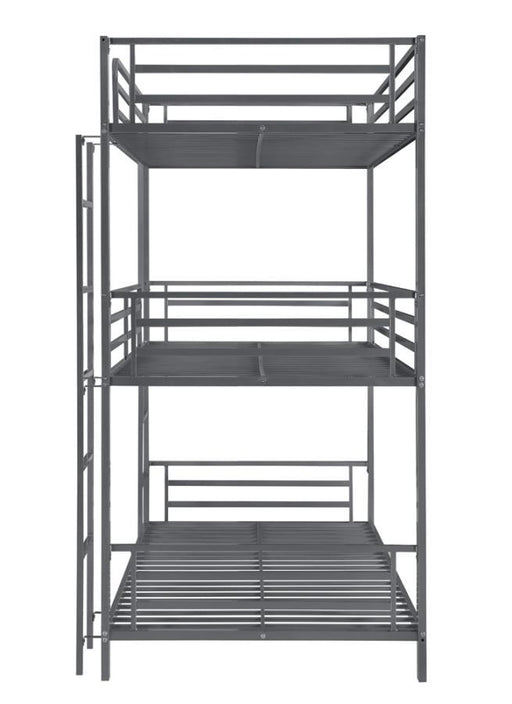 Maynard - Metal Triple Twin Bunk Bed - Gunmetal - Simple Home Plus