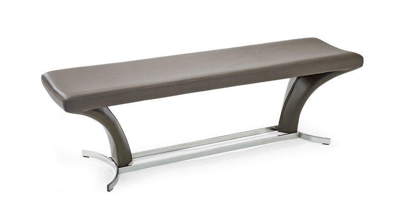 Faux Leather Upholstered Bench - Gray / Silver