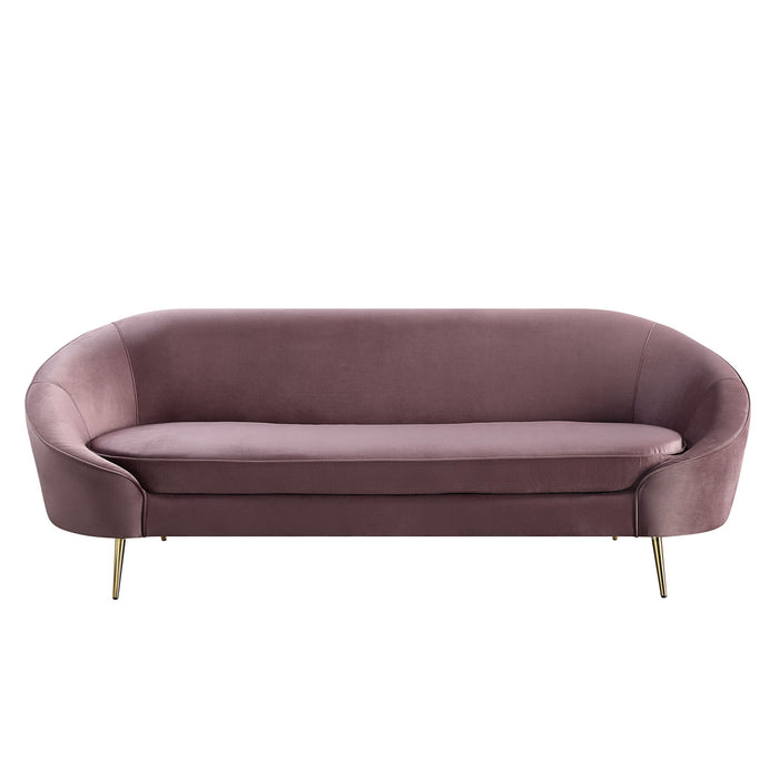 Velvet Sofa With Gold Legs - Pink