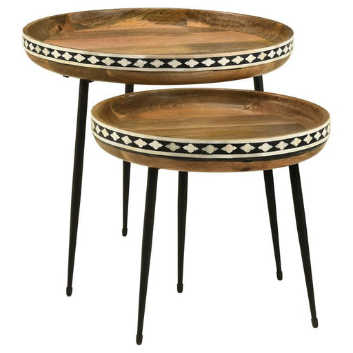 Ollie - 2 Piece Round Nesting Table - Natural And Black - Simple Home Plus