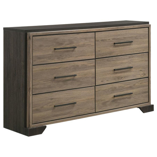 Baker - 6-Drawer Dresser - Brown And Light Taupe - Simple Home Plus