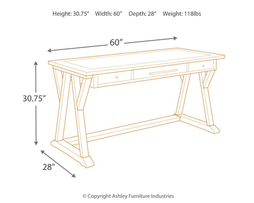 Luxenford - Grayish Brown - Home Office Large Leg Desk - Simple Home Plus