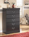 Huey - Black - Five Drawer Chest - Simple Home Plus