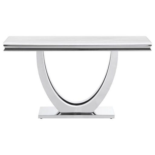 Kerwin - U-Base Rectangle Sofa Table - White And Chrome - Simple Home Plus