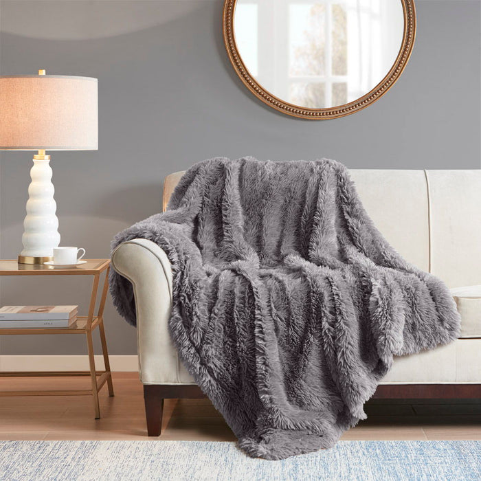 Haven - Faux Fur Throw 50x60" - Gray