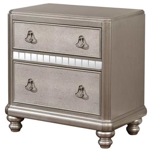 Bling Game - 2-Drawer Nightstand - Metallic Platinum - Simple Home Plus