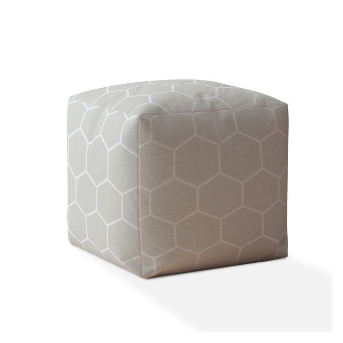 Cotton Geometric Pouf Cover - Gray