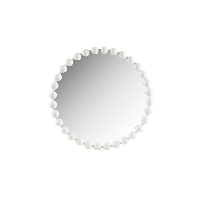 Marlowe - Beaded Round Wall Mirror - White