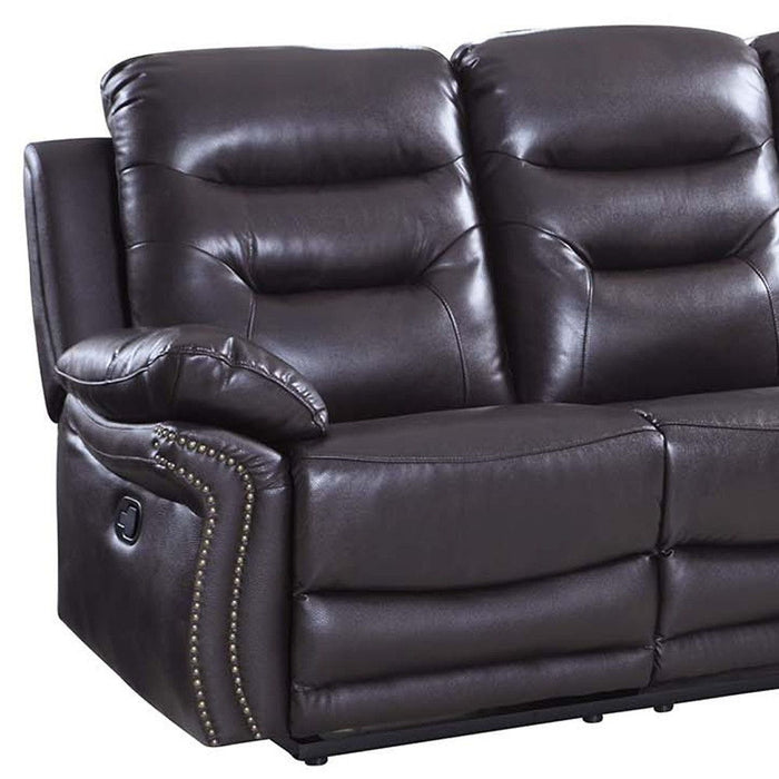 With Black Legs Faux Leather Sofa - Brown