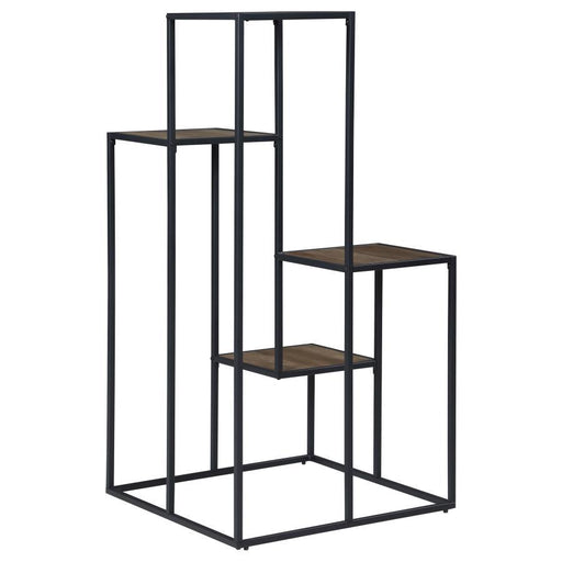 Rito - 4-Tier Display Shelf - Rustic Brown And Black - Simple Home Plus