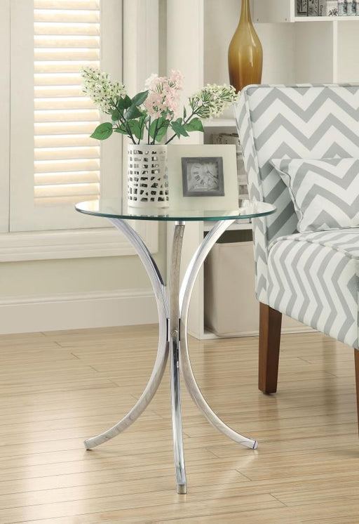 Eloise - Round Accent Table With Curved Legs - Chrome - Simple Home Plus