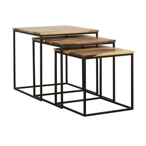 Belcourt - 3 Piece Square Nesting Tables - Natural And Black - Simple Home Plus