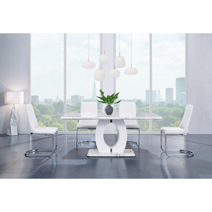 Modern Dining Chairs With Horse Shoe Style Metal Base (Set of 2) - White