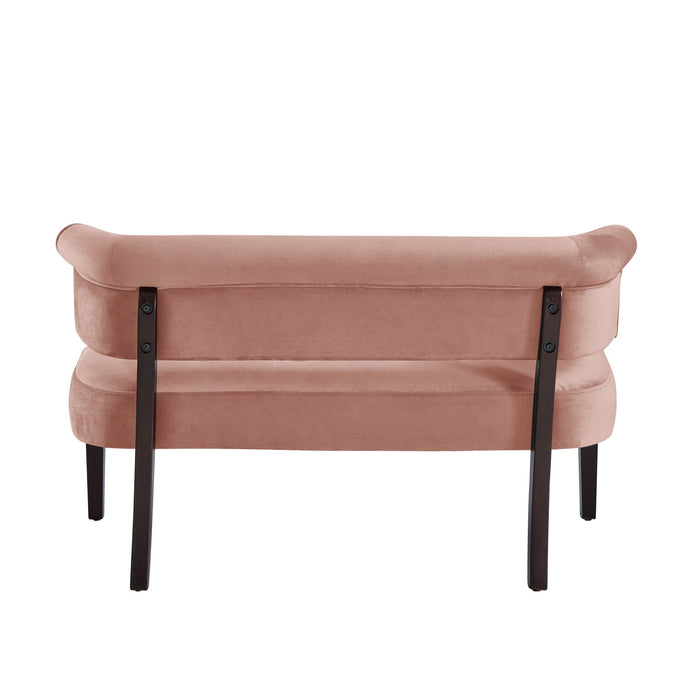 Upholstered Velvet Bench - Brown / Blush