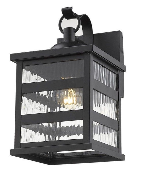 Glass Panel Outdoor Hanging Light - Matte Black