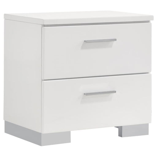 Felicity - 2-Drawer Nightstand - Glossy White - Simple Home Plus