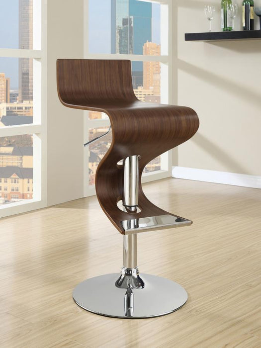 Covina - Adjustable Bar Stool - Walnut And Chrome - Simple Home Plus