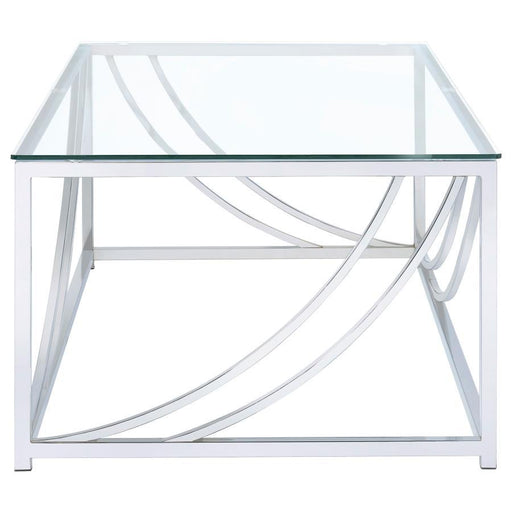 Lille - Glass Top Rectangular Coffee Table Accents - Chrome - Simple Home Plus