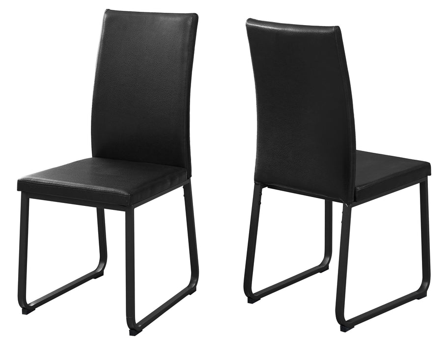 Upholstered Faux Leather Dining Side Chairs (Set of 2) - Black