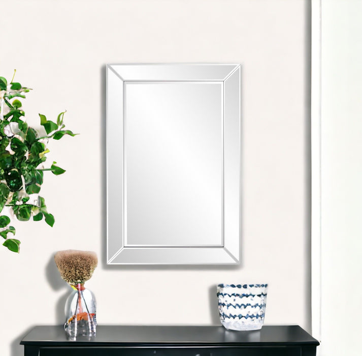 36" X 24" Mirrored Frame Hanging Accent Mirror - Silver