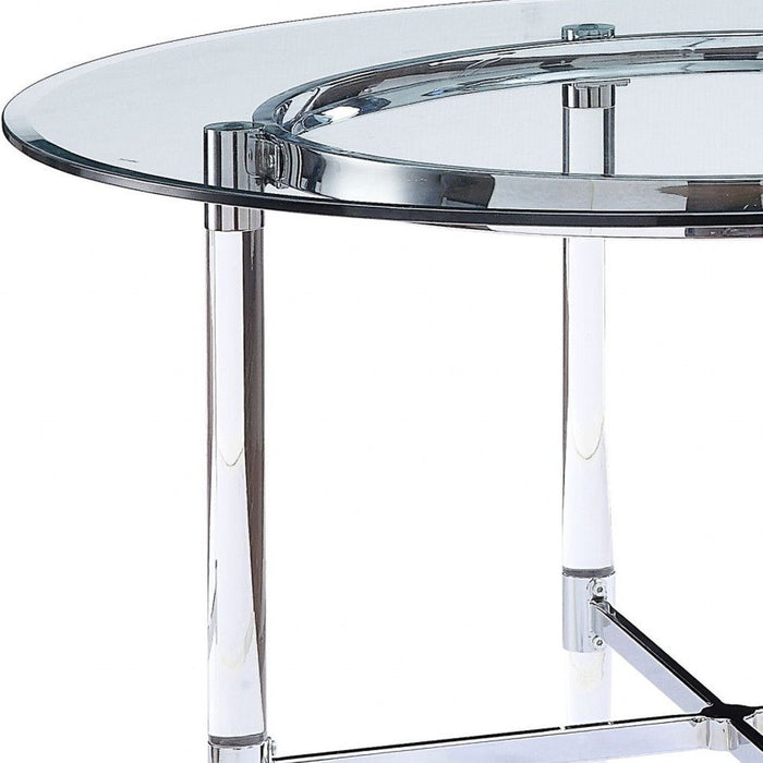 Striking Round Glass And Acrylic Dining Table - White