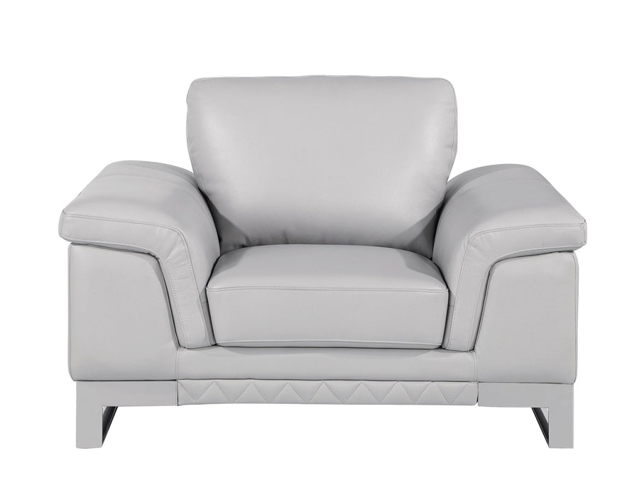 Three Piece Italian Leather Indoor Six Person Seating Set - Light Gray