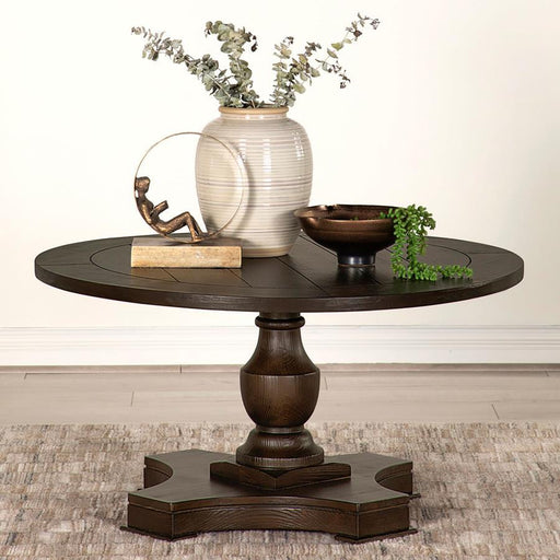 Morello - Round Coffee Table With Pedestal Base - Coffee - Simple Home Plus