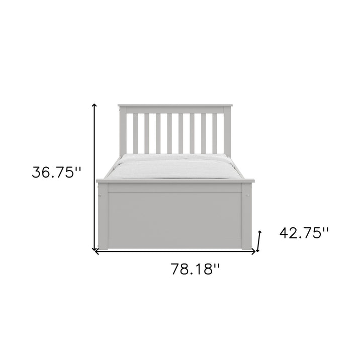 Solid Wood Twin Bed With Pull Out Trundle - Gray