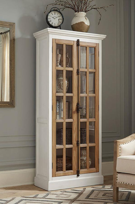 Tammi - 2-Door Tall Cabinet - Antique White And Brown - Simple Home Plus