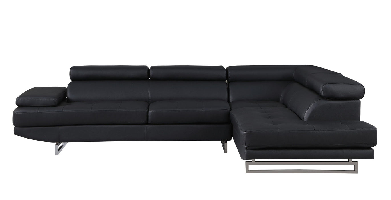 L Shaped Leather Two Piece Corner Sectional - Black