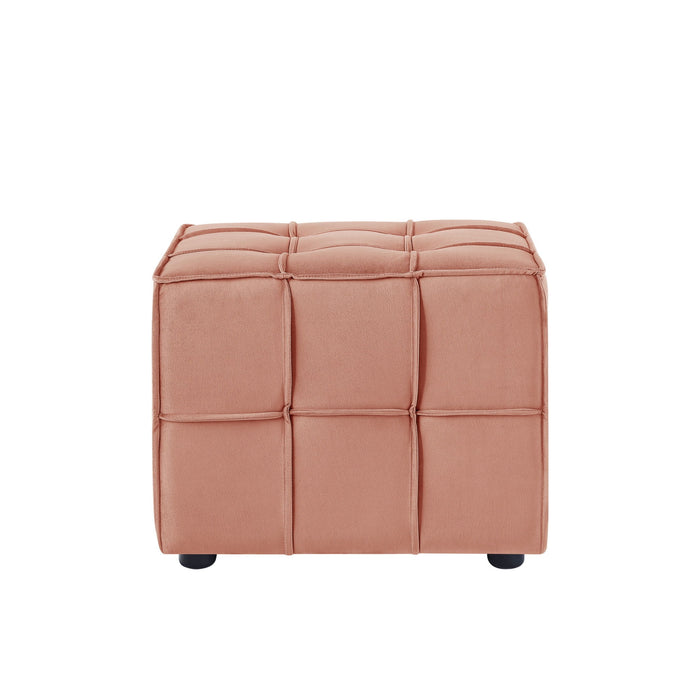 Velvet Cube Ottoman - Blush / Black