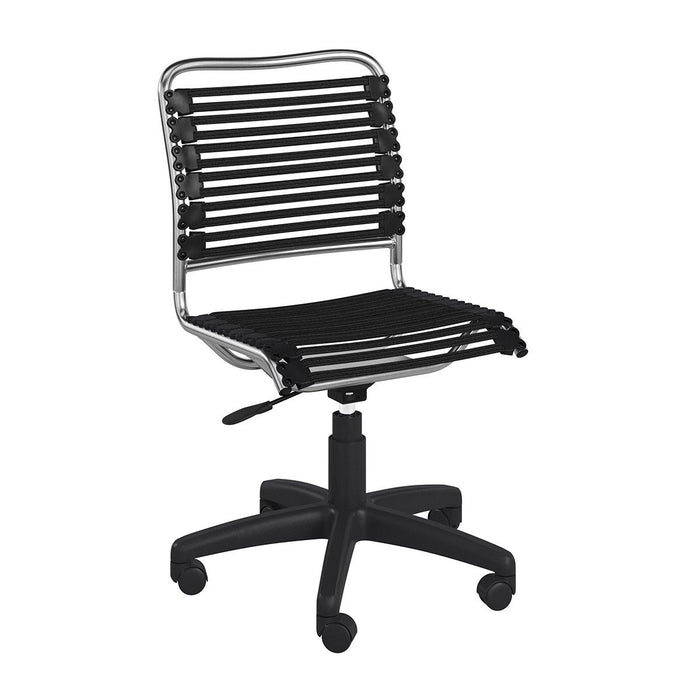 Adjustable Swivel Bungee Rolling Office Chair - Black / Silver