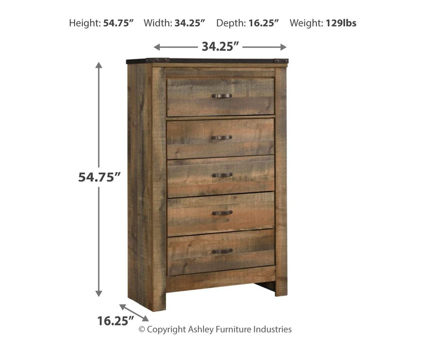 Trinell - Brown - Five Drawer Chest - Simple Home Plus