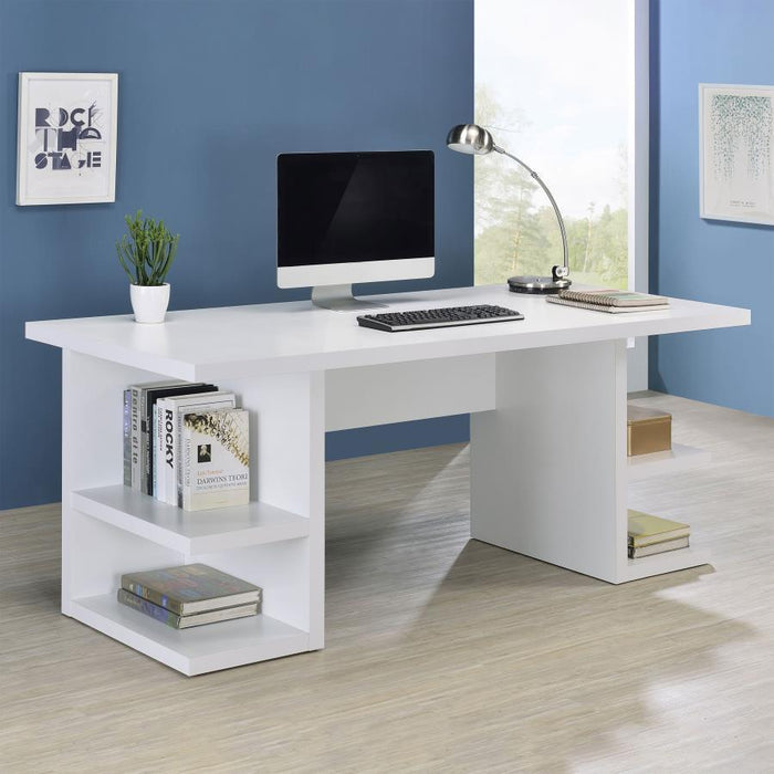 Alice - Writing Desk - White With Open Shelves - Simple Home Plus