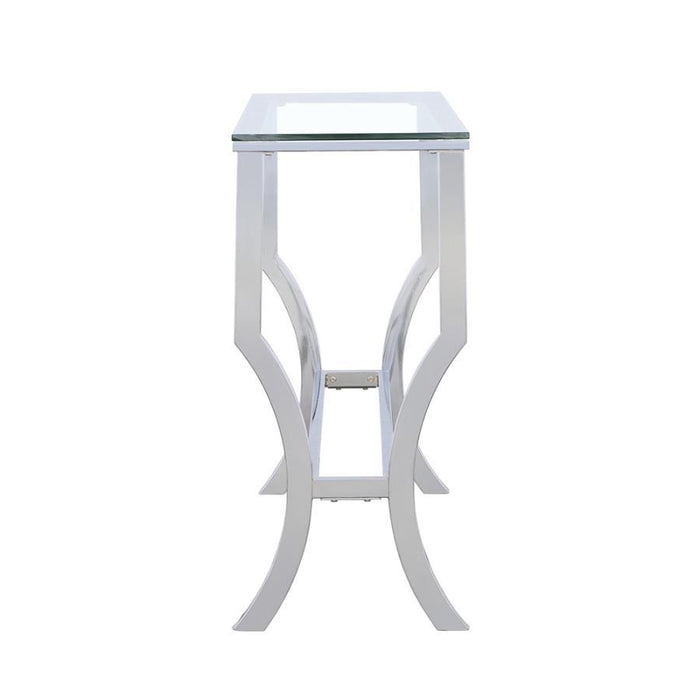 Saide - Rectangular Sofa Table With Mirrored Shelf - Chrome - Simple Home Plus