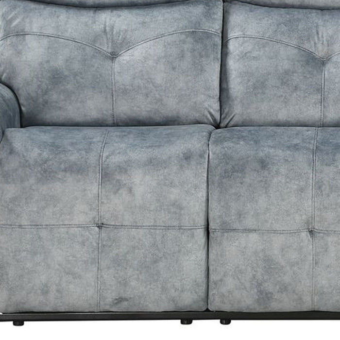 Velvet Reclining Sofa With Black Legs - Gray