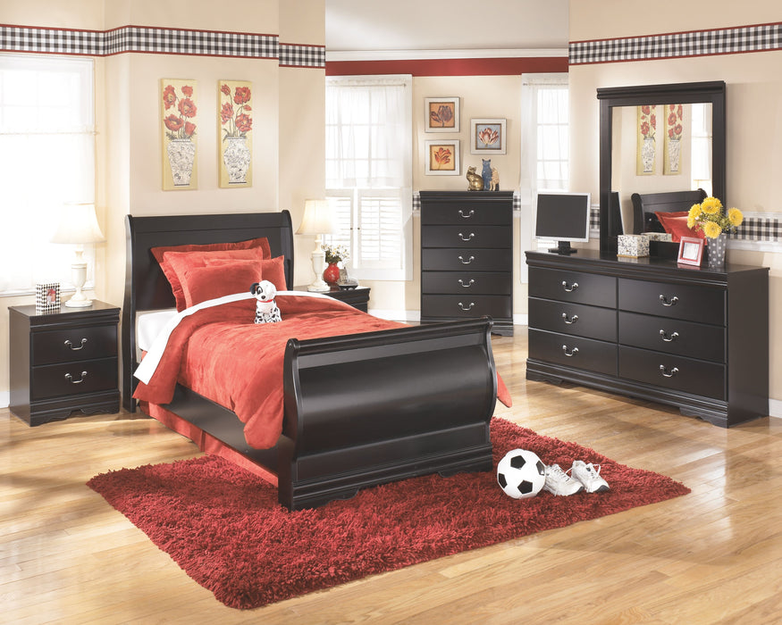 Huey - Black - Five Drawer Chest - Simple Home Plus