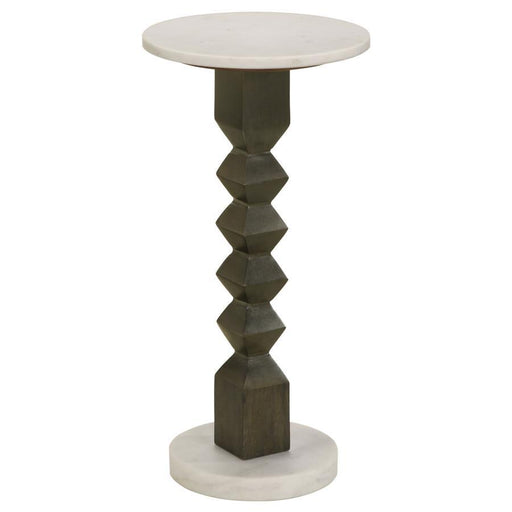 Colette - Round Marble Top Side Table - White And Dark Gray - Simple Home Plus